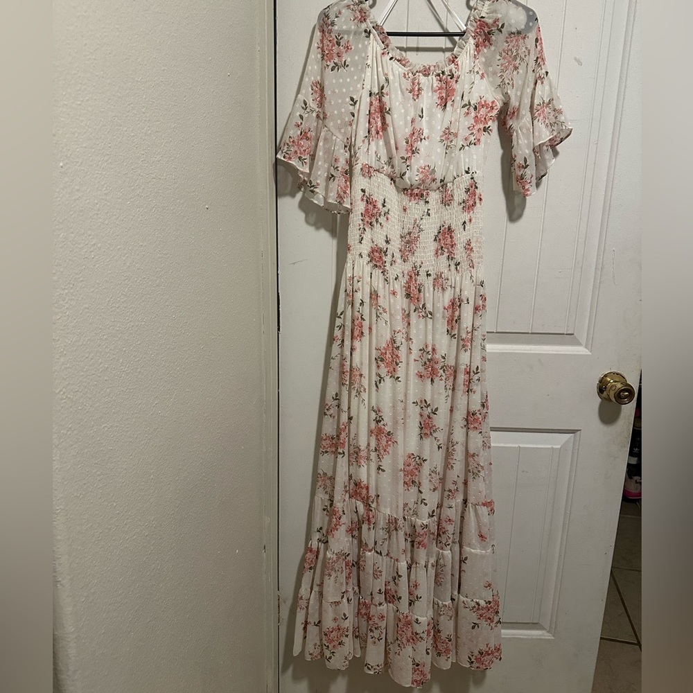 Cream Floral Maxi Dress